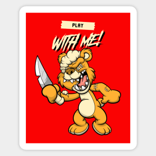 Cute Retro "Play With Me!" Evil Teddy Bear Sticker